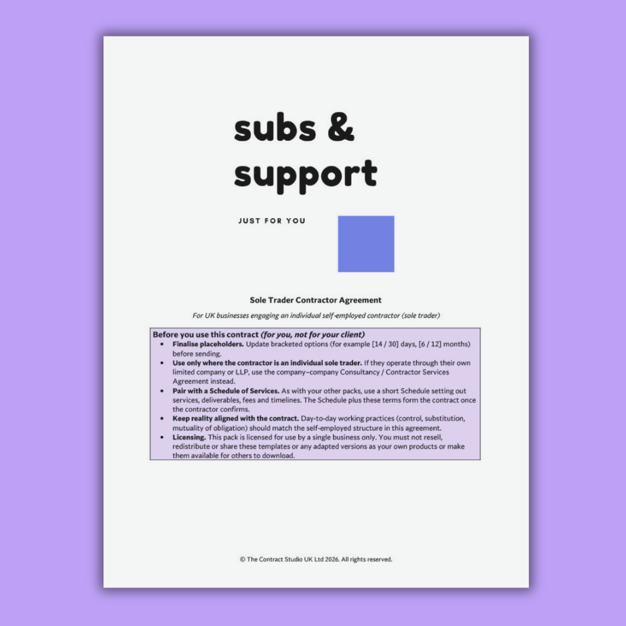 Contractor Agreements Pack (UK B2B) – cover 2