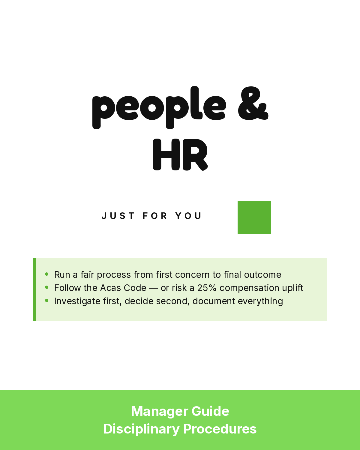 Cover page of The Contract Studio's Disciplinary Procedures Manager Guide for UK SMEs