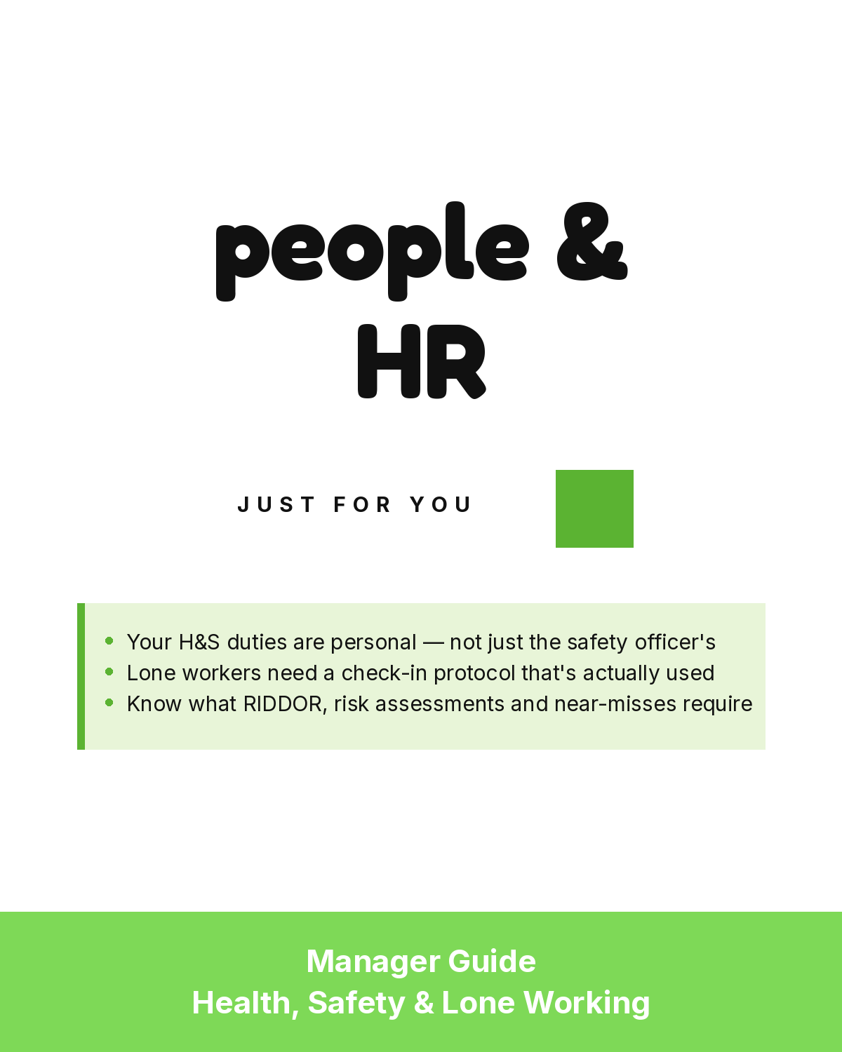 Cover page of The Contract Studio's Health, Safety & Lone Working Manager Guide for UK SMEs
